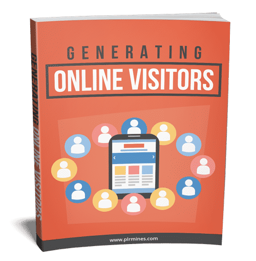 E-book cover titled "Generating Online Visitors" with icons.