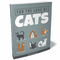 Book cover titled "For the Love of Cats" with illustrations.