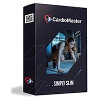 CardioMaster product box with woman exercising in gym.