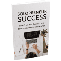 Book cover of 'Solopreneur Success' with laptop and plant illustrations.