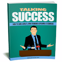 Book cover for 'Talking Success' on seminar speaking tips.