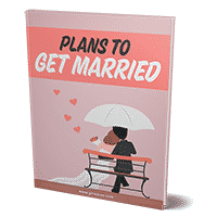 Book cover: "Plans to Get Married" with couple under umbrella.