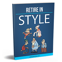 Book cover titled "Retire in Style" with cartoon elderly.