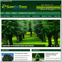 Screenshot of Save the Trees website homepage focusing on landscaping.