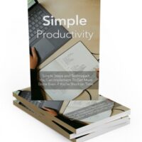 Book on productivity with laptop and documents imagery.