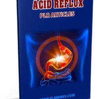 E-book cover for Acid Reflux PLR Articles, featuring digestive illustration.