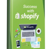 Shopify success guidebook with e-commerce tools illustration.