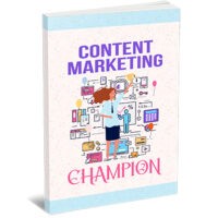 Book cover titled 'Content Marketing Champion' with illustrations.