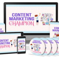 Content Marketing Champion multimedia course materials on devices.