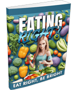 Eating Right book cover with woman and colorful vegetables.