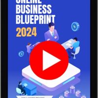 2024 Online Business Blueprint e-course advertisement on tablet.