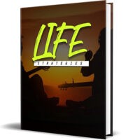 Book cover titled 'Life Strategies' with silhouette and sunset.