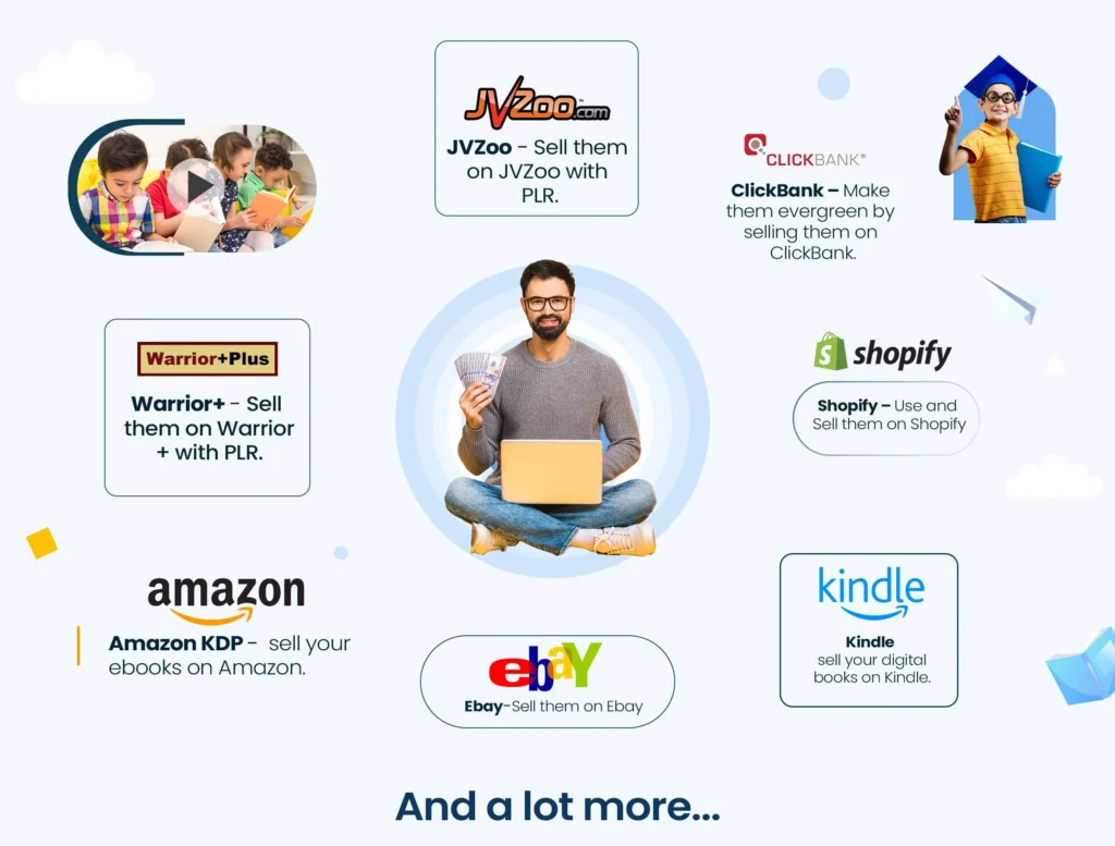 Infographic showing various online sales platforms and users.