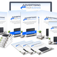 Business advertising materials displayed on various electronic devices