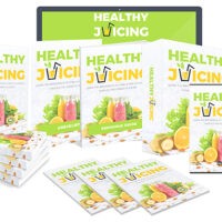 Juicing books and guides with fruits and vegetables theme.